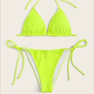 NWT shein neon yellow bikini